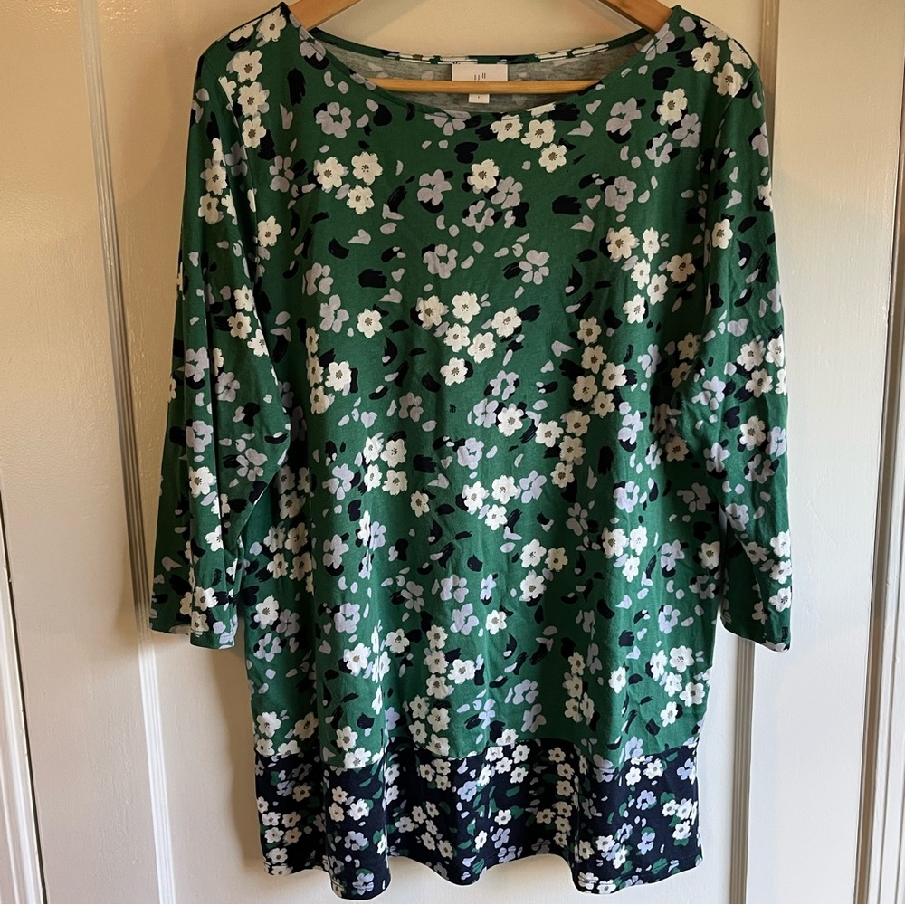 J. Jill  Green, Navy, and White Floral‎ Tunic, Size L